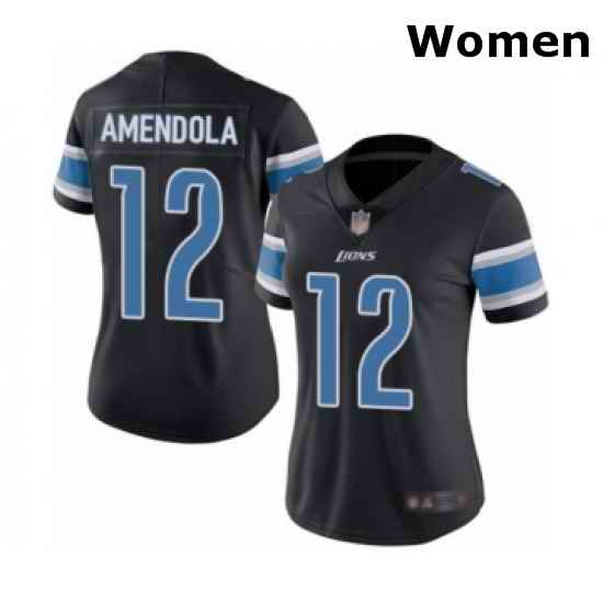 Womens Detroit Lions 12 Danny Amendola Limited Black Rush Vapor Untouchable Football Jersey